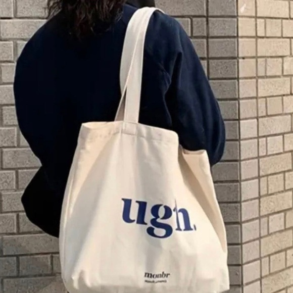 NEW! Adorable canvas bag- “UGH” KITCHY and great quality. Very large size! - Picture 1 of 2